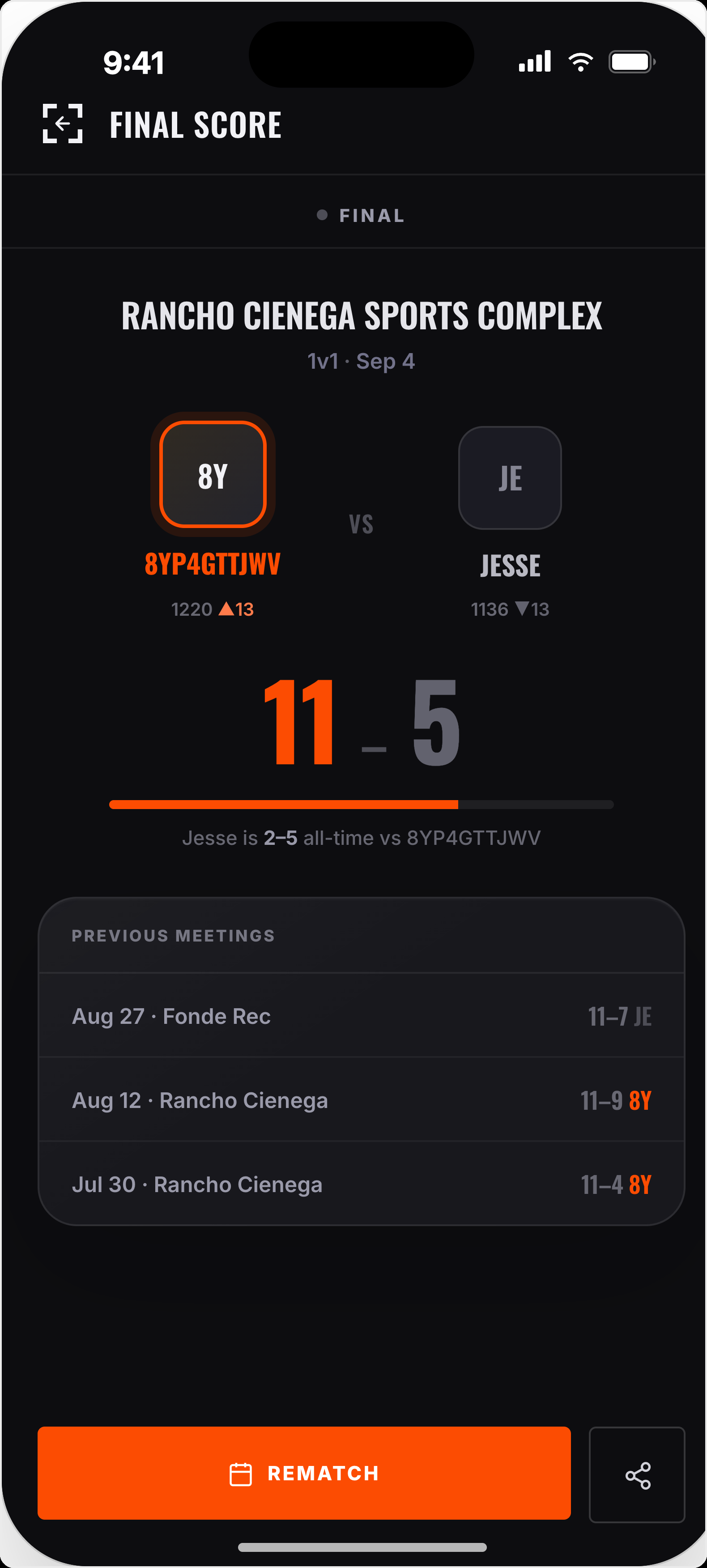 Finalized LocalCheck game result with Elo change
